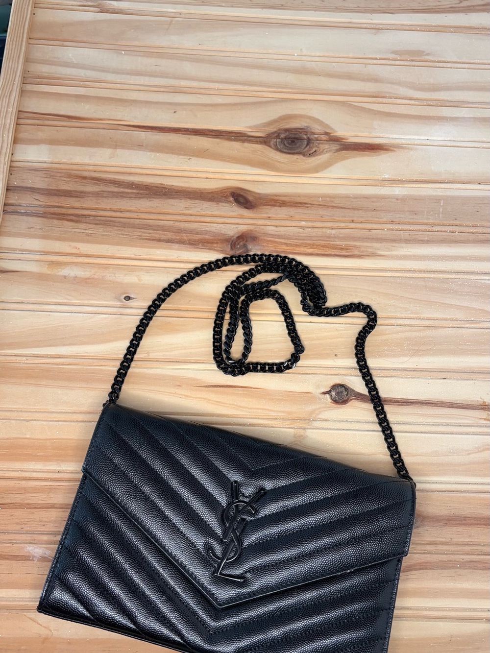 Yves Saint Laurent Black Quilted Envelope Chain Shoulder Bag
